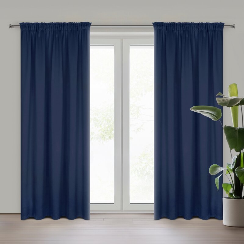 Hotový závěs Logan tmavě modrý - Způsob zavěšení: tunel