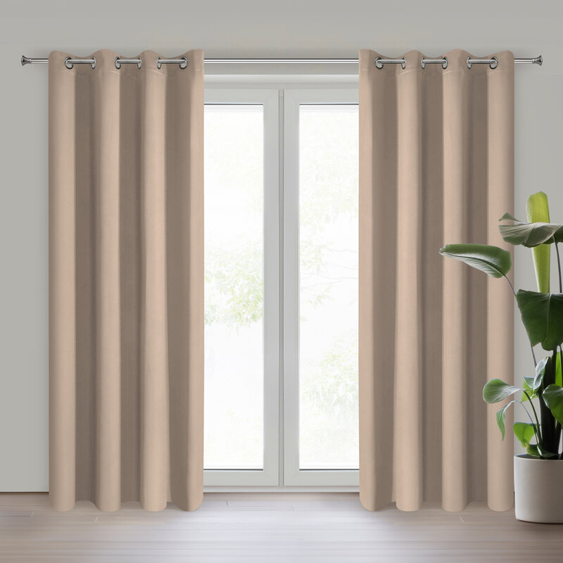 Hotový závěs Logan béžový - Způsob zavěšení: kruhy